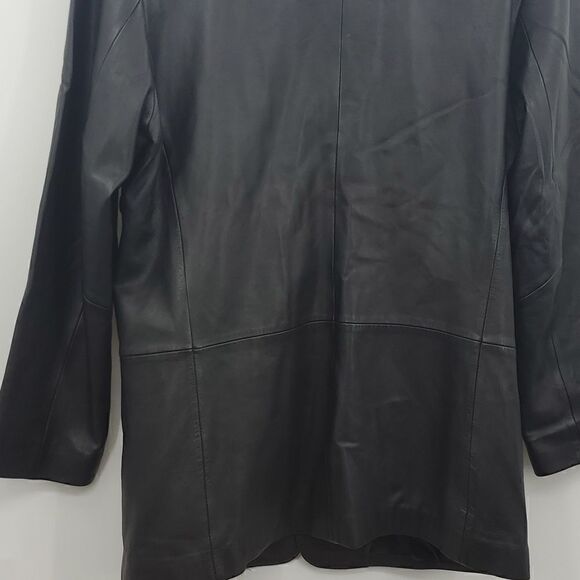 Jhane Barnes Men's Leather Jacket Button Front 90s Boxy Unisex - Picture 6 of 17